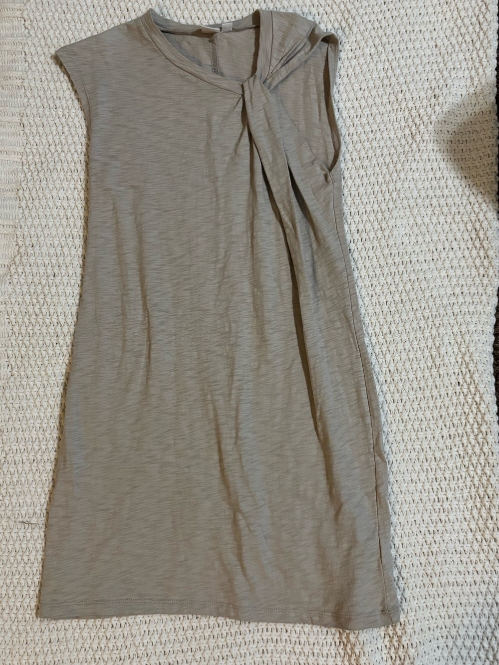 GAP Taupe Tie-Neck Cap-Sleeve Midi Dress